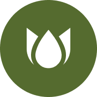 A green circle with an image of water in the middle.