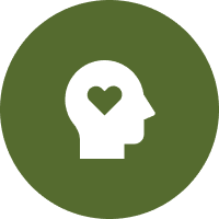 A green circle with a heart in the middle of it.