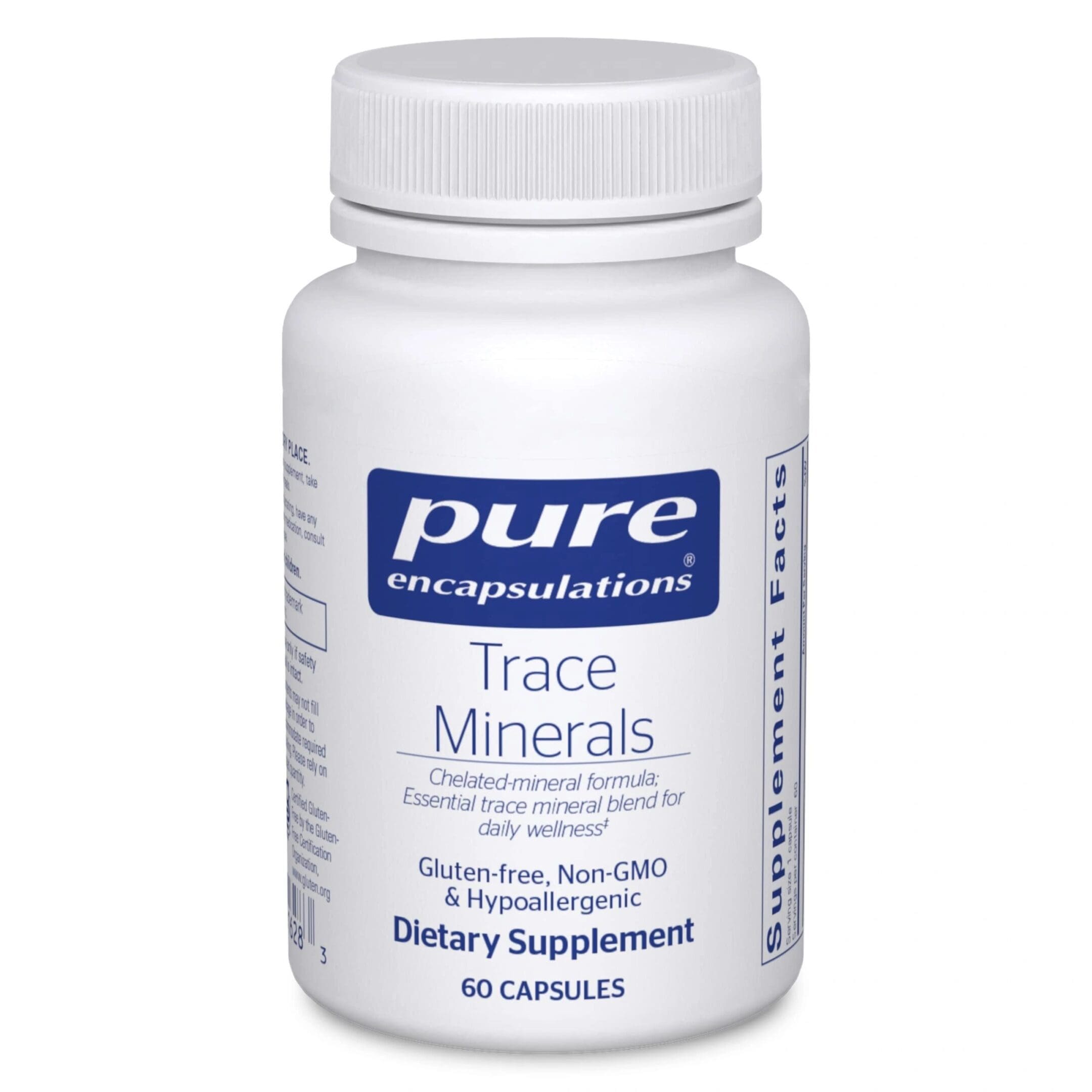 Trace minerals dietary supplement bottle.