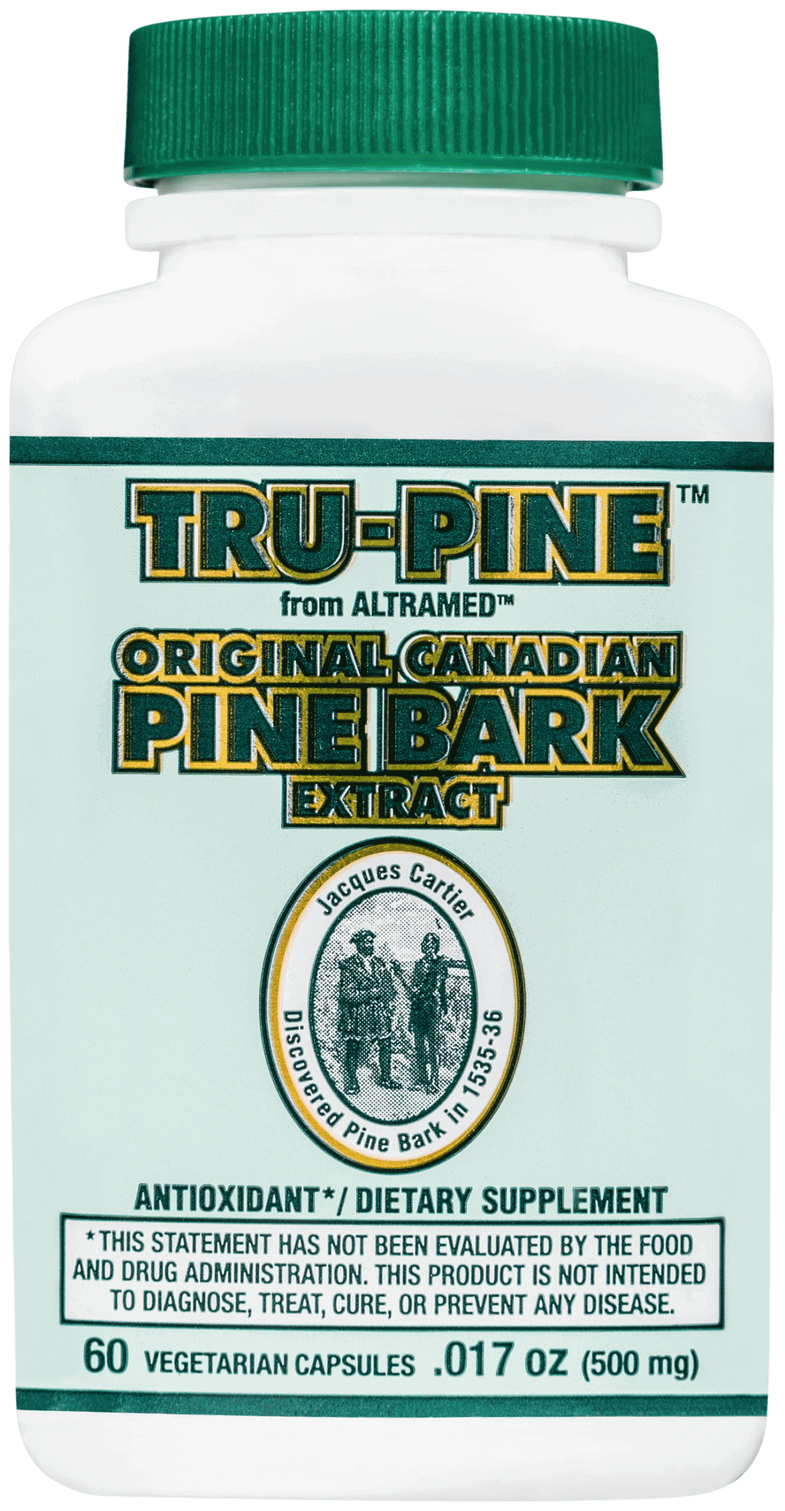 Tru-Pine dietary supplement bottle, front label.