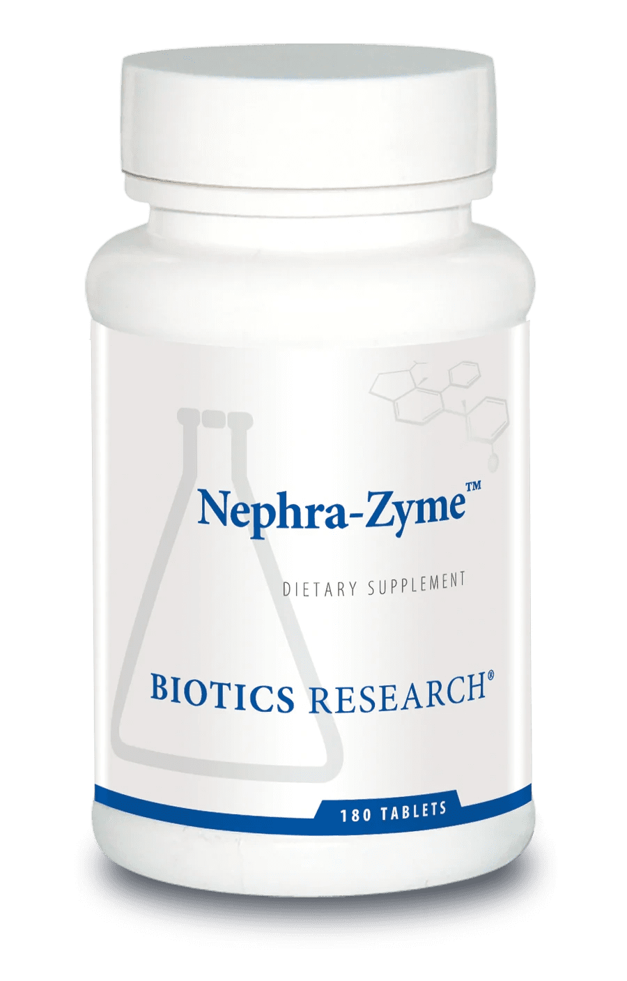 Nephra-Zyme dietary supplement bottle, 180 tablets.