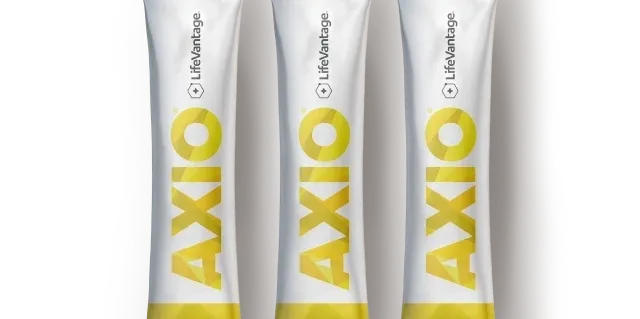 Three LifeVantage AXIO energy drink sachets.