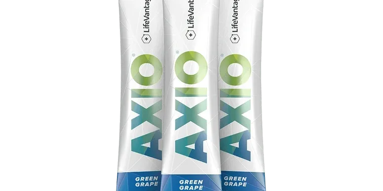 Three AXIO green grape energy packets.
